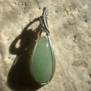 Sterling Silver Aventurine Gemstone Necklace Pendant